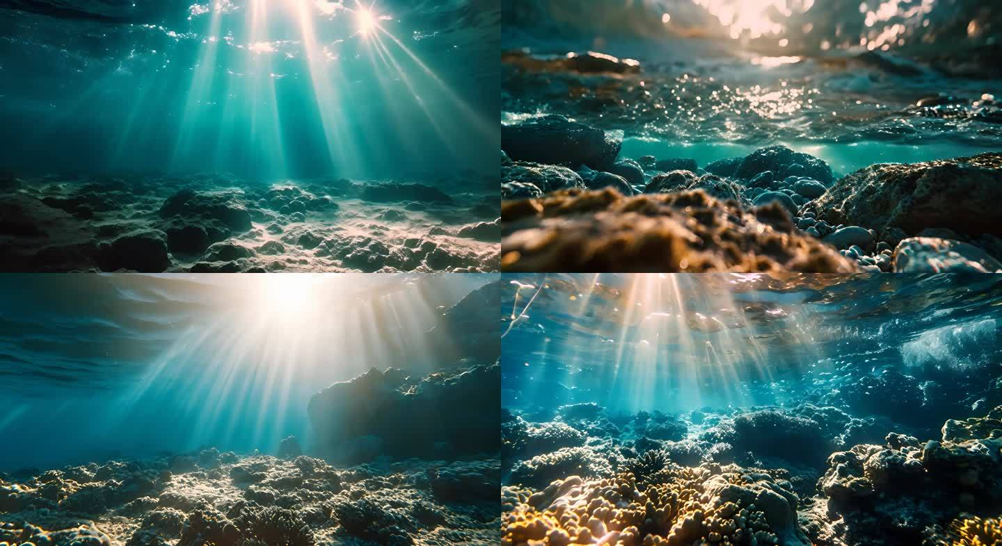 海底水底丁达尔海水水下海洋海底光线