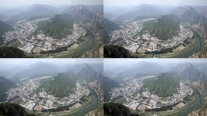 北京十渡风景区高山俯拍城市视频素材