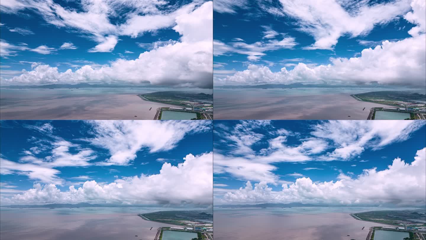 台风来临前海边的云延时摄影航拍视角