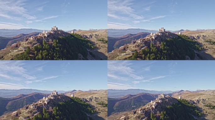 意大利阿布鲁佐罗卡·卡拉西奥城堡鸟瞰图