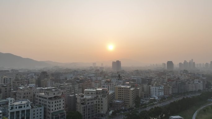 厦门海沧区新阳日落夕阳航拍新垵村黄昏日出