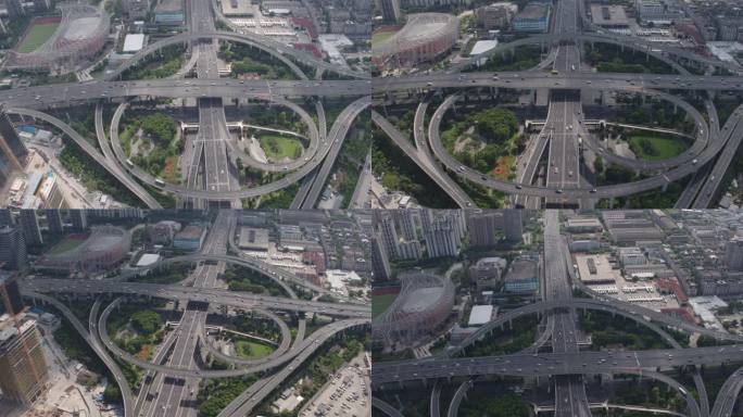 上海中环共和新路立交静安航拍4K