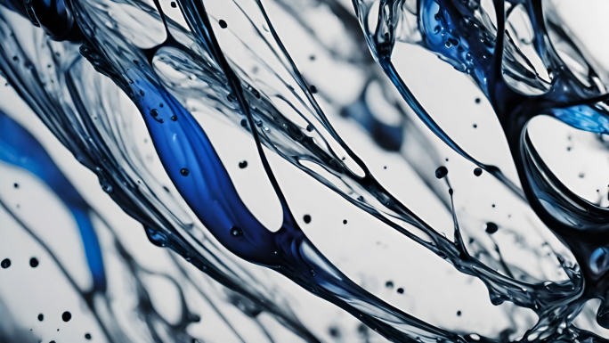 蓝色抽象流体液体飞溅水油LED投影