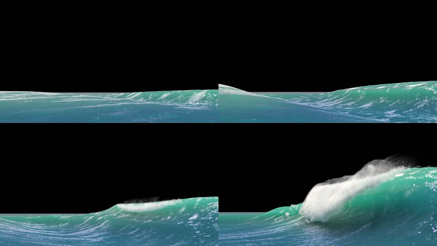 卷浪 海浪 大海 粒子流体特效 视频素材