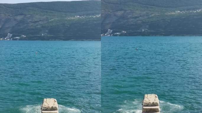 波黑塞族共和国海边跳水的人们