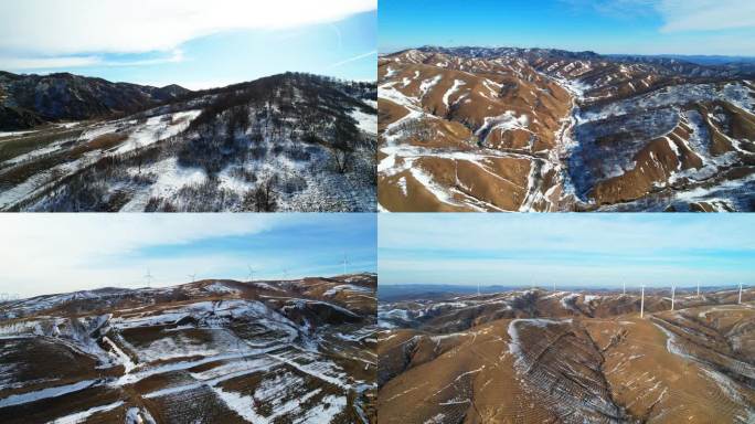 张家口 承德坝上山区雪地航拍