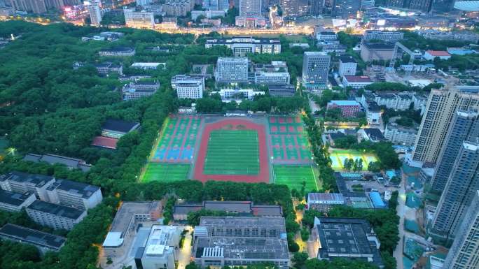 湖北武汉华中科技大学航拍校园风景风光素材