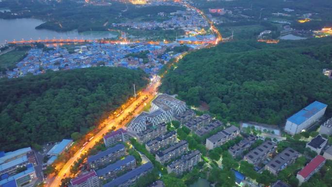 湖北武汉中国地质大学夜晚夜景航拍洪山区城