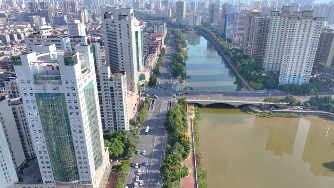 江西南昌航拍街道街景东湖区城市风景风光素