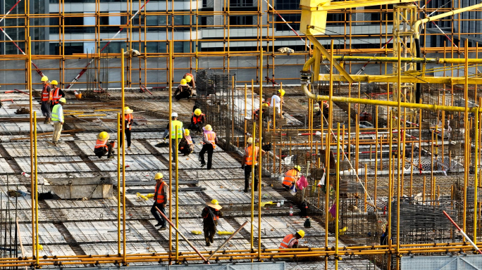 建筑工地 建筑施工建筑工人 高层建筑施工