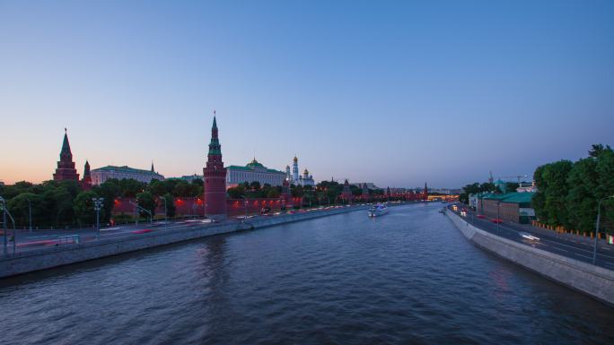莫斯科红场克里姆林宫日转夜延时