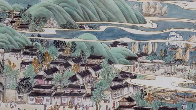 中国传统泉州山水丝绸之路动态古画