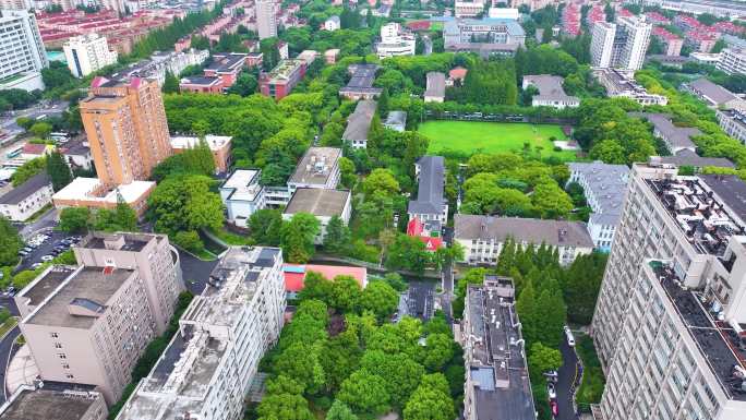 上海市华东理工大学徐汇校区航拍校园风景风