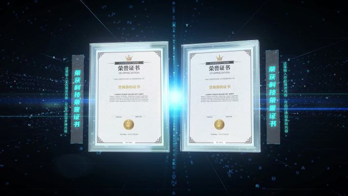 4K质感水晶荣誉证书资质证书展示