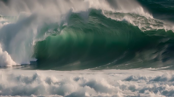 海水海洋海浪巨浪翻滚大海浪花泡沫