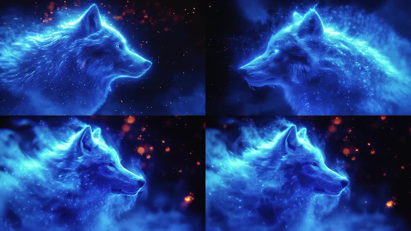 唯美蓝色粒子发光粒子闪耀浮动流动漂浮魔法