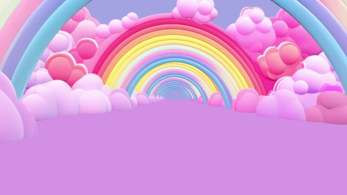 4K可爱卡通彩虹背景循环