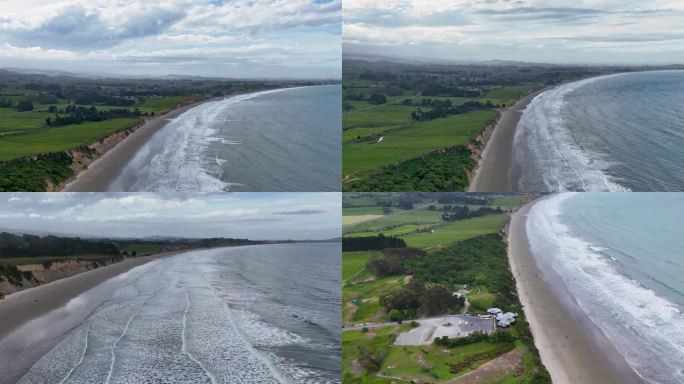 延时航拍新西兰奥玛鲁海滩风光