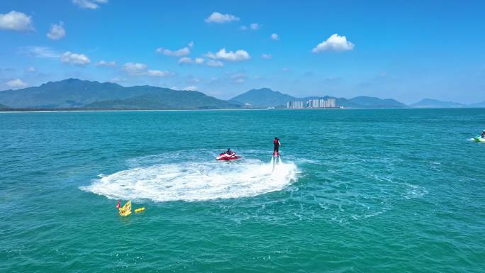 4k海南陵水分界洲岛旅游胜地水上运动航拍