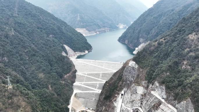 天全县喇叭河锅浪跷水库大坝航拍