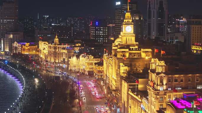 上海 外滩夜景 万国 历史建筑