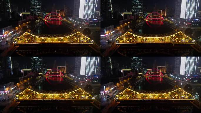 天津海河夜景航拍