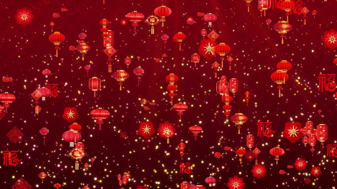 8K超宽屏喜庆新年春节舞台背景素材