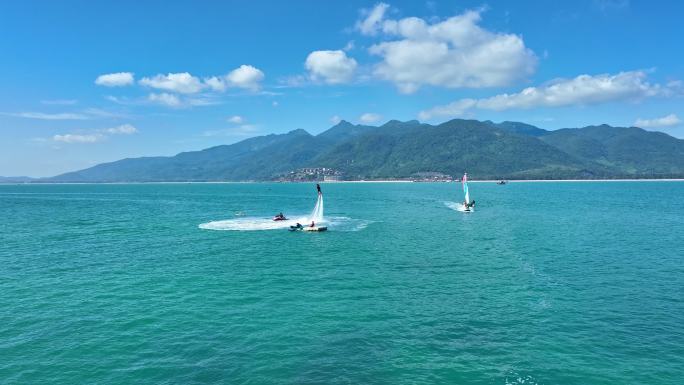 4k海南陵水分界洲岛旅游胜地水上运动航拍