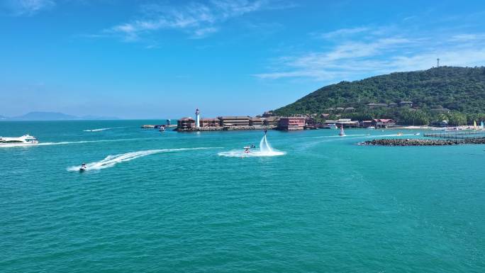 4k海南陵水分界洲岛旅游胜地水上运动航拍