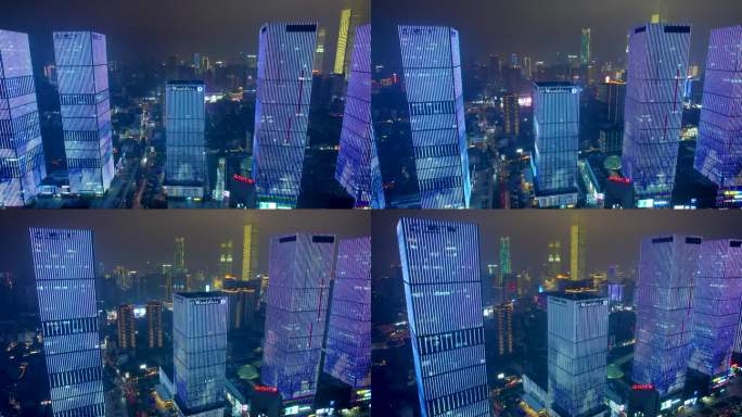 长沙城市夜景湘江冬季风光建筑亮化航拍
