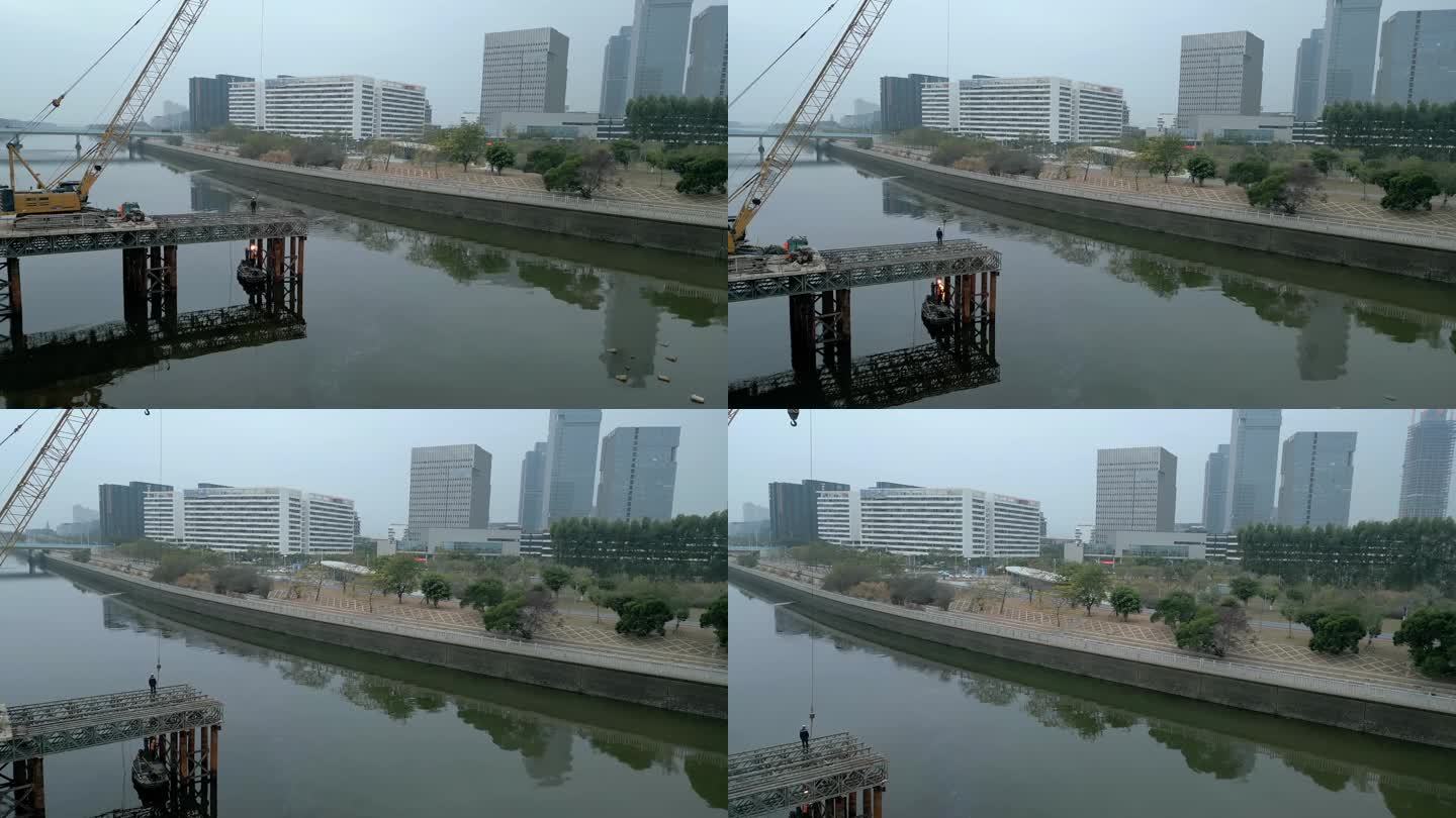 厦门环东之眼施工平台早晨航拍