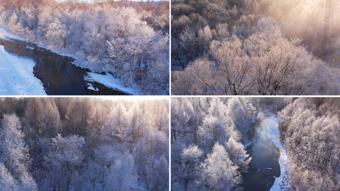 绝美雾凇日出雪景