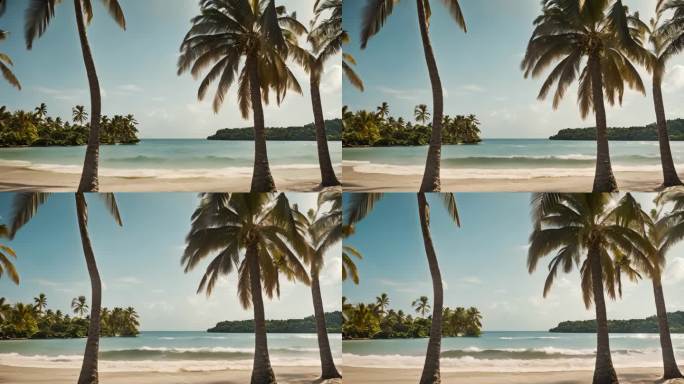 椰树、海岛、海浪、太阳