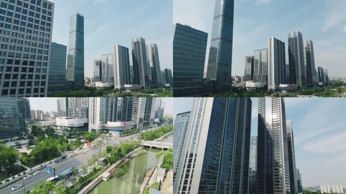 杭州向往街航拍大楼华夏奥克斯未来科技城