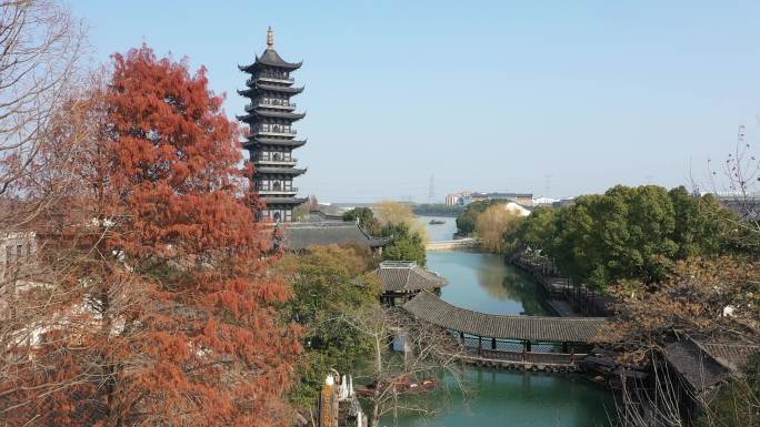 浙江乌镇 古镇 航拍 实拍 美景 素材