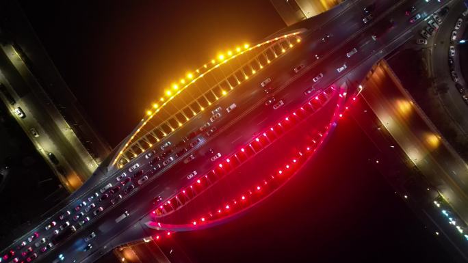 天津大沽桥夜景航拍