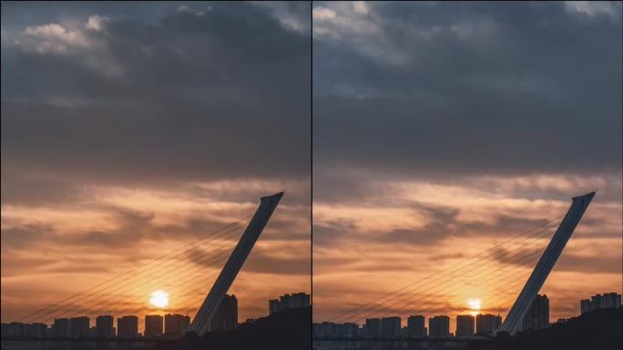 长沙洪山桥夕阳