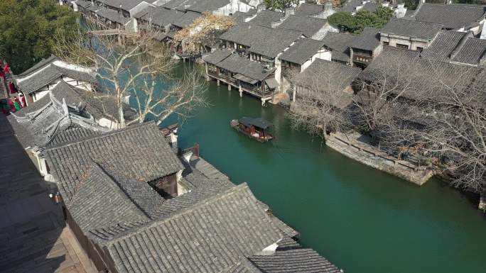 浙江乌镇 古镇 航拍 实拍 美景 素材