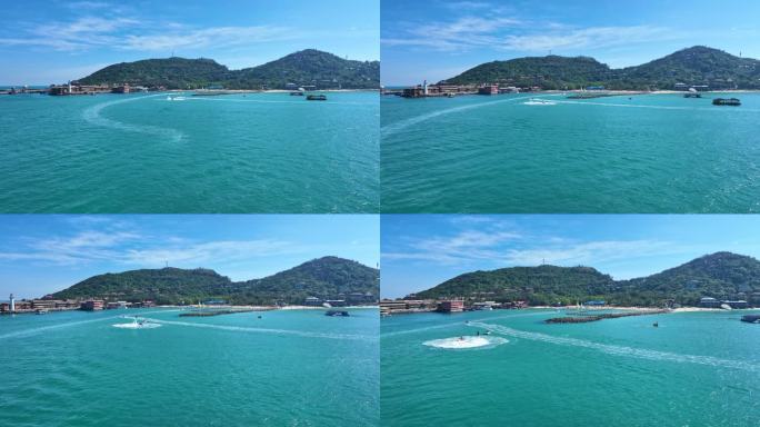 4k海南陵水分界洲岛旅游胜地水上运动航拍