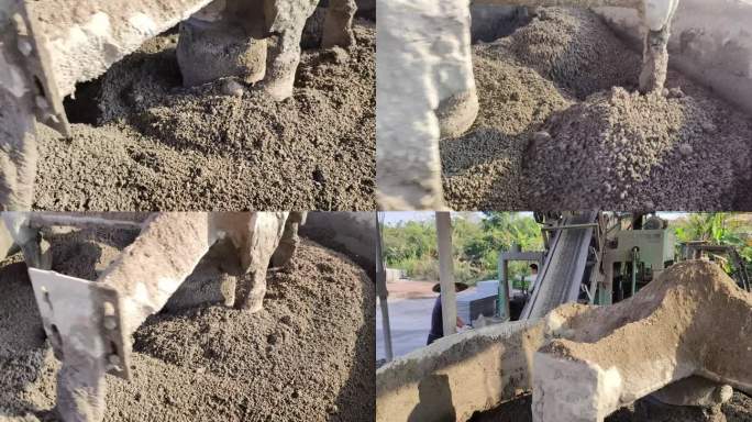 水泥搅拌机混凝土砖块制造泥砖沙石搅拌过程
