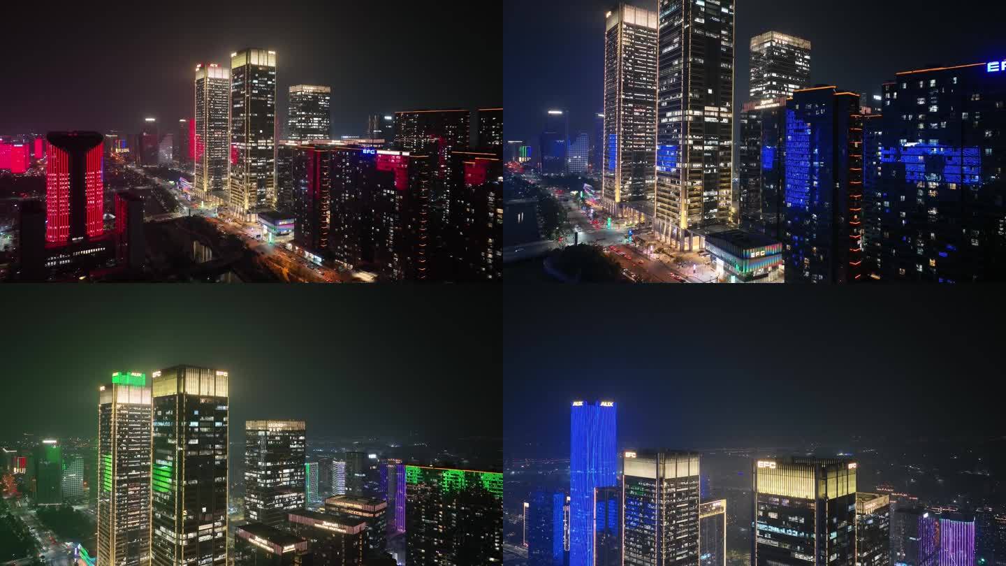 杭州夜景航拍EFC大楼