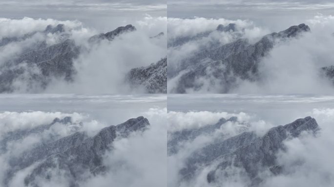 航拍雾凇满山雾凇大雪封山唯美雪景雪山云海