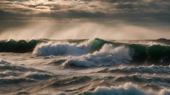 海水海洋海浪巨浪翻滚大海浪花泡沫