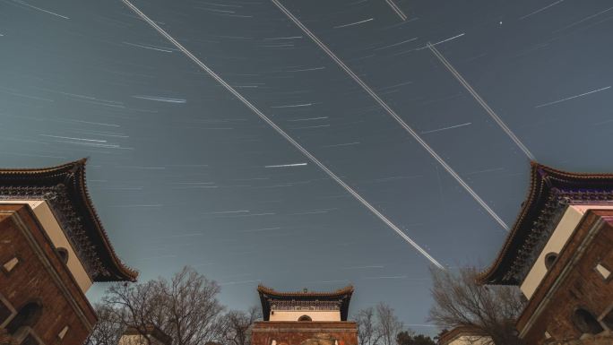 北京颐和园四大部洲日转夜星轨延时摄影