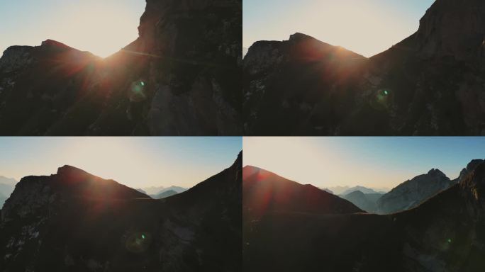 无人机拍摄的雄伟的落基山脉在明亮的晴天