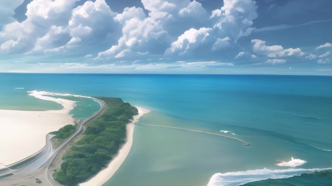 海浪海滩阳光云天空自然海海景4k分辨率