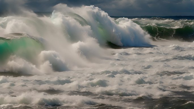 海水海洋海浪巨浪翻滚大海浪花泡沫