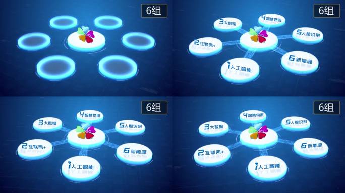【无插件】4K蓝色科技分类圆形6大