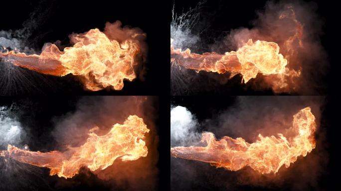 体验一段令人着迷的视频，其中有一条炽热的溪流，让人联想到龙的呼吸和火箭的水平轨迹。VFX与alpha