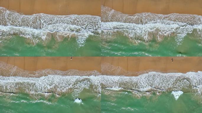海南海岸线海浪拍打沙滩升格航拍旅拍素材